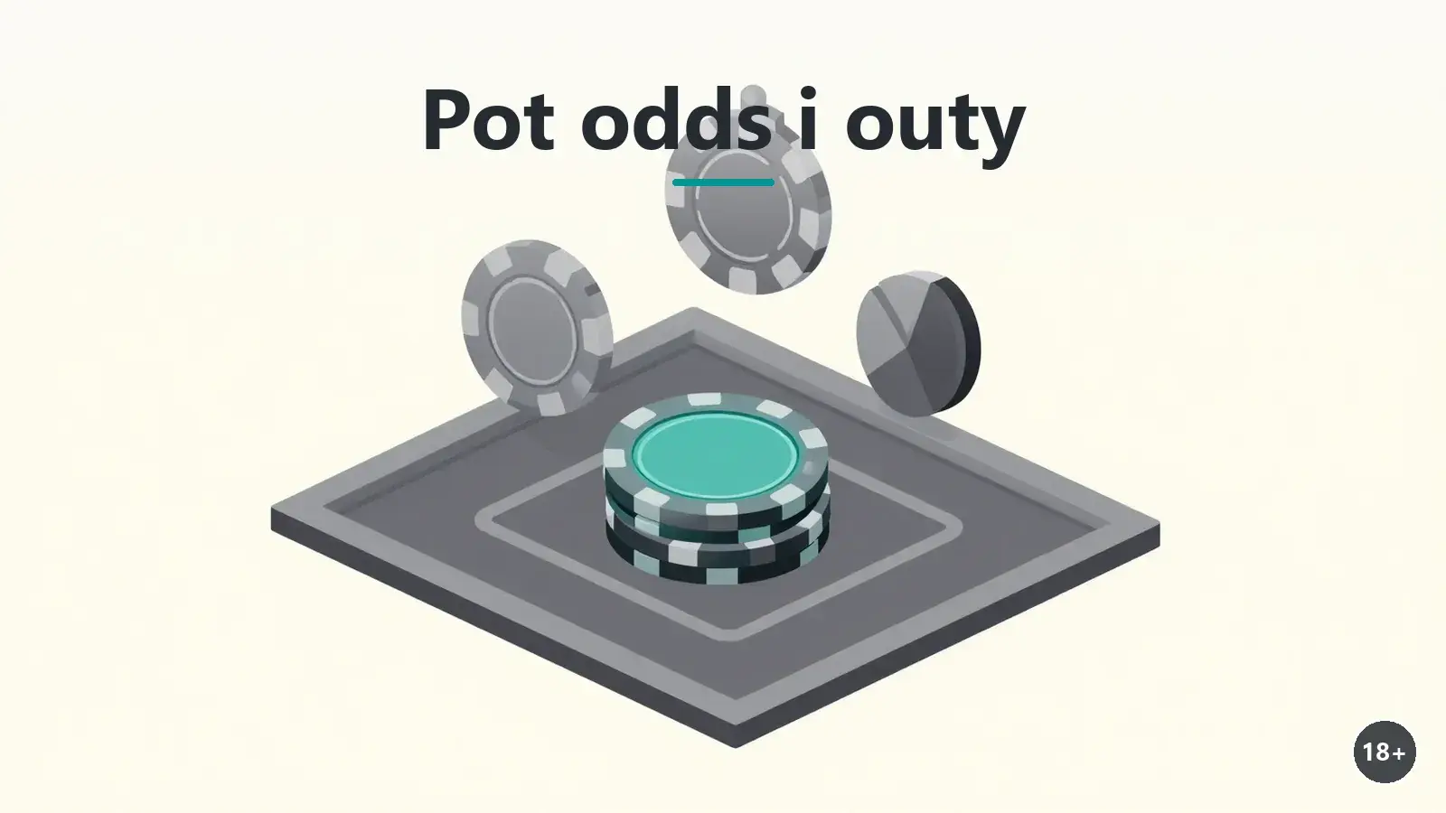Stół pokerowy z pulą i wzorem pot odds nad kartami
