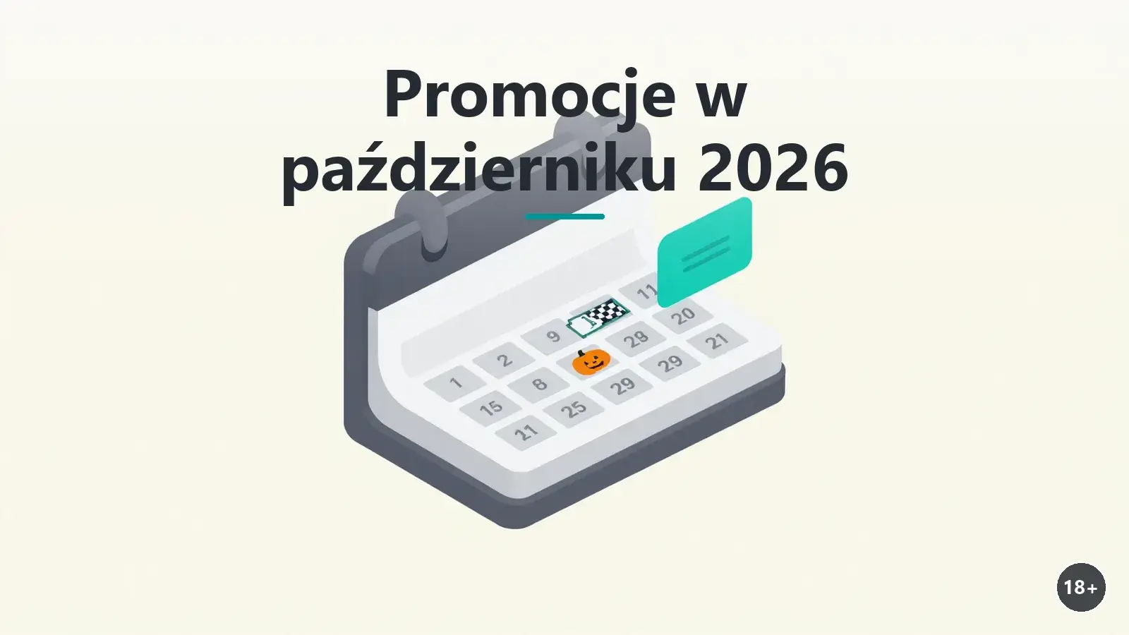 Kalendarz października z ikonami loterii, turniejów i wyścigu